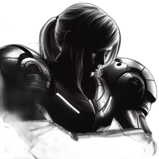 robot, weapon, concept art, comic book art, fantasy art, pencil sketch, neon lights, monochrome transparent PNG cut-out