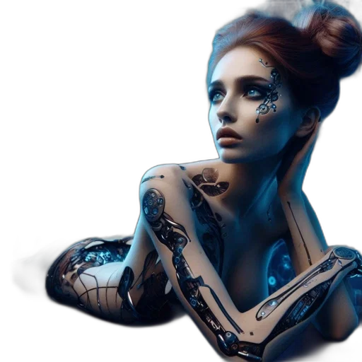 robot, jewelry, mask, face, cyberpunk, concept art, fantasy art, 3d render transparent PNG cut-out