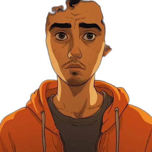 face, jacket, staff, mask, cartoon, concept art, comic book art, anime transparent PNG cut-out