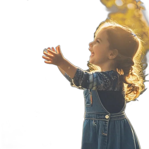 dress, photorealistic, golden, young, girl, denim, braid, hair transparent PNG cut-out