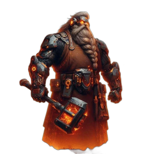 staff, concept art, fantasy art, 3d render, elderly, warrior, stands, fiery transparent PNG cut-out