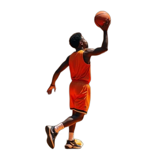 3d render, pixel art, concept art, photorealistic, orange, basketball, player, looking transparent PNG cut-out