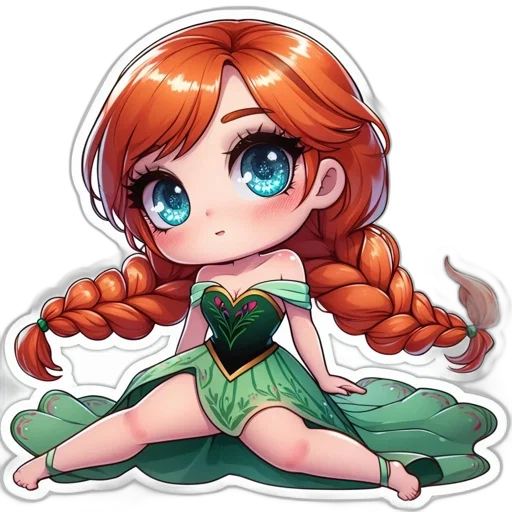 fantasy art, pixel art, anime, cartoon, chibi-style, animated, character, green transparent PNG cut-out