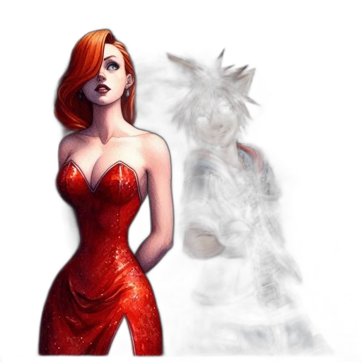 dress, concept art, fantasy art, comic book art, 3d render, fire, outer space, red transparent PNG cut-out