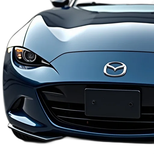 car, 3d render, photorealistic, close-up, front, mazda, dark, blue transparent PNG cut-out