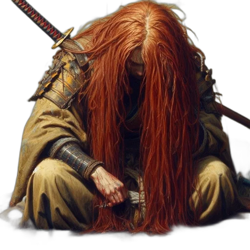 hair, sword, creature, staff, concept art, fantasy art, photorealistic, comic book art transparent PNG cut-out