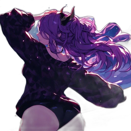 dress, jacket, creature, hair, watercolor, vaporwave, anime, concept art transparent PNG cut-out