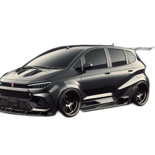 car, 3d render, concept art, photorealistic, anime, aggressively, styled, heavily transparent PNG cut-out