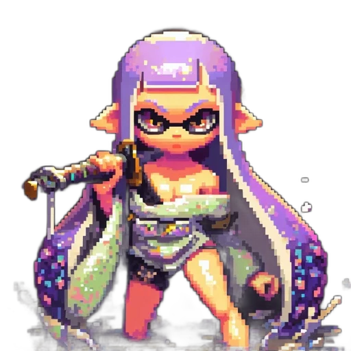 dress, weapon, pixel art, watercolor, concept art, cyberpunk, monochrome, neon transparent PNG cut-out