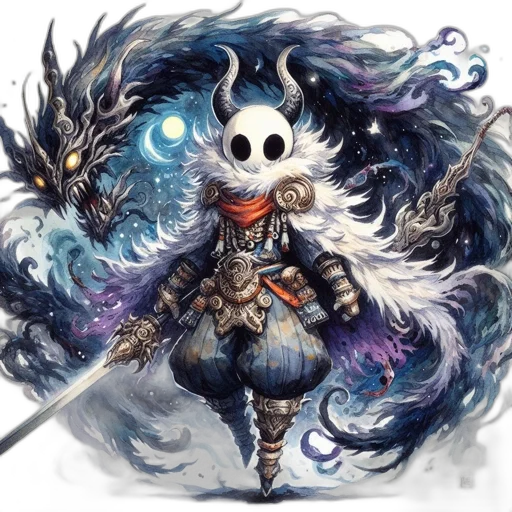 dragon, mask, staff, creature, fantasy art, concept art, pixel art, comic book art transparent PNG cut-out
