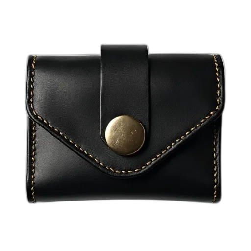 jewelry, black, leather, wallet, visible, stitching, detail, edge transparent PNG cut-out