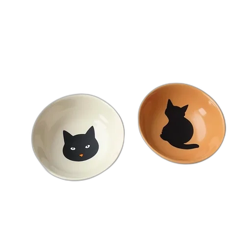 jewelry, hat, set, two, ceramic, bowls, cat, design transparent PNG cut-out