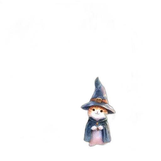 hat, staff, dress, crown, 3d render, watercolor, concept art, fantasy art transparent PNG cut-out