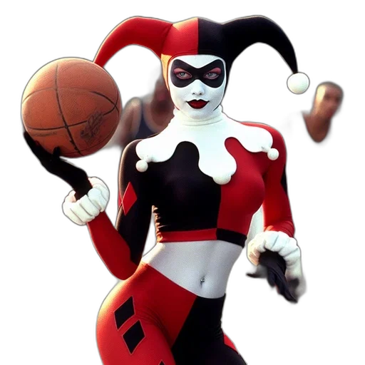 concept art, 3d render, comic book art, cartoon, person, dressed, harley, quinn transparent PNG cut-out