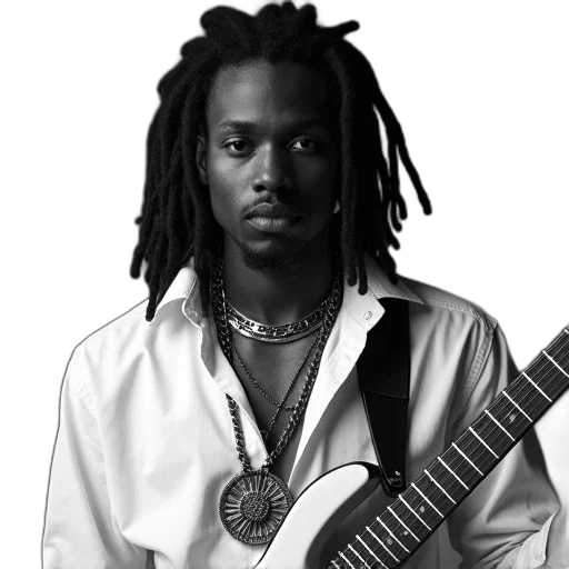 staff, photorealistic, black, white, photograph, man, dreadlocks, wearing transparent PNG cut-out