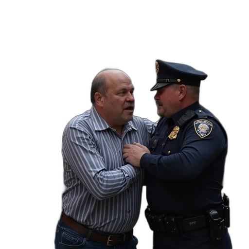 jacket, staff, face, weapon, city street, forest, man, striped transparent PNG cut-out