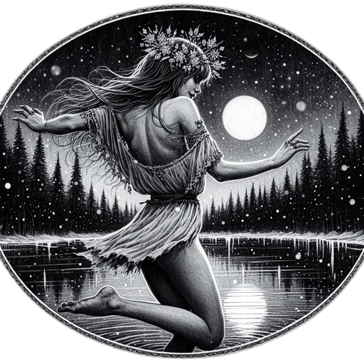 fantasy art, concept art, comic book art, pixel art, night, forest, snow, outer space transparent PNG cut-out