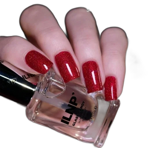 photorealistic, red, hand, displays, bottle, ilnp, nail, polish transparent PNG cut-out