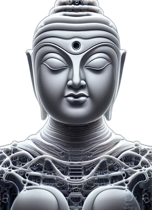 face, robot, mask, staff, 3d render, photorealistic, concept art, white transparent PNG cut-out