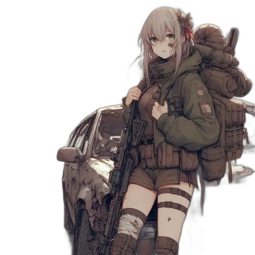 jacket, weapon, car, robot, concept art, anime, cyberpunk, fantasy art transparent PNG cut-out