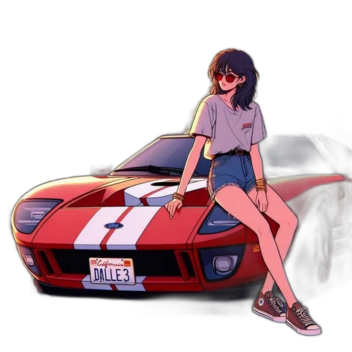 car, jacket, weapon, anime, concept art, cartoon, vaporwave, fire transparent PNG cut-out