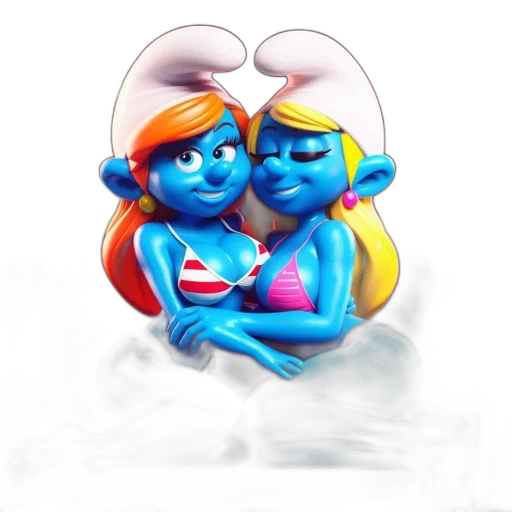 concept art, 3d render, photorealistic, fantasy art, blue, two, smurf-like, animated transparent PNG cut-out