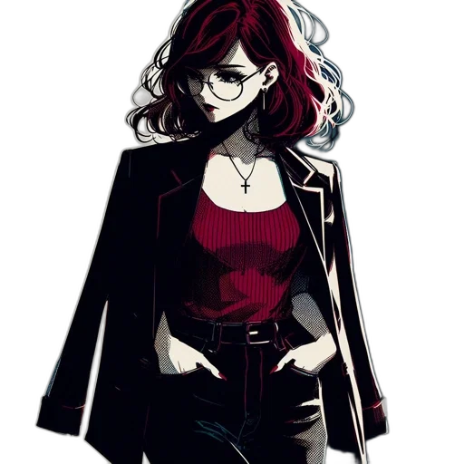jacket, dress, staff, weapon, concept art, pixel art, comic book art, cartoon transparent PNG cut-out