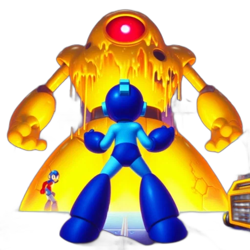 robot, creature, weapon, concept art, 3d render, pixel art, comic book art, blue transparent PNG cut-out