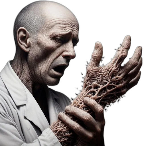creature, face, mask, 3d render, photorealistic, concept art, comic book art, elderly transparent PNG cut-out