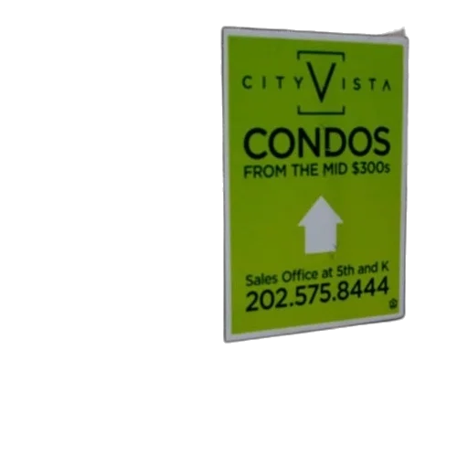 3d render, three, real, estate, signs, sidewalk, advertising, open transparent PNG cut-out