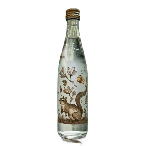 bottle, animal, photorealistic, 3d render, concept art, clear, glass, intricate transparent PNG cut-out