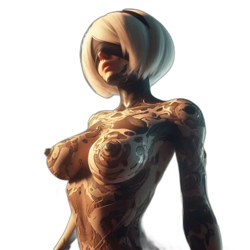 dress, robot, mask, face, concept art, cyberpunk, comic book art, fantasy art transparent PNG cut-out