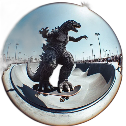 dragon, animal, creature, photorealistic, 3d render, concept art, fantasy art, skatepark transparent PNG cut-out