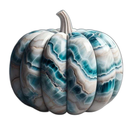 3d render, photorealistic, blue, monochrome, intricately, patterned, agate-like, pumpkin transparent PNG cut-out
