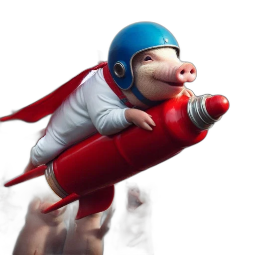 robot, 3d render, concept art, photorealistic, outer space, pig, dressed, white transparent PNG cut-out