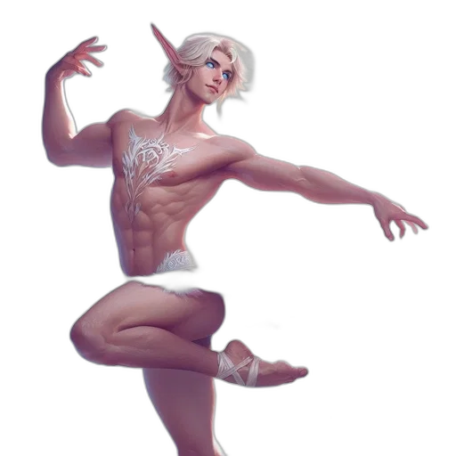creature, fantasy art, concept art, 3d render, photorealistic, athletic, individual, elfin transparent PNG cut-out