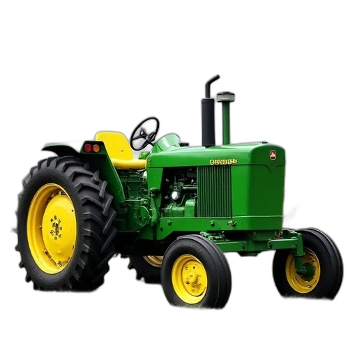 car, robot, 3d render, photorealistic, green, yellow, tractor, parked transparent PNG cut-out