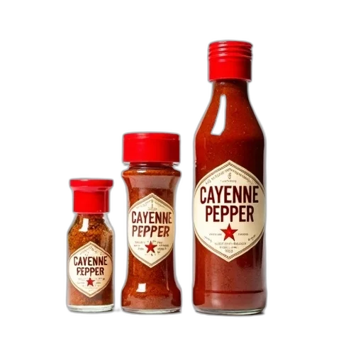 bottle, food, 3d render, three, different, sizes, cayenne, pepper transparent PNG cut-out