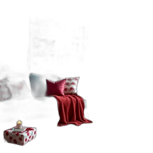 furniture, 3d render, photorealistic, concept art, snow, fog, forest, red transparent PNG cut-out
