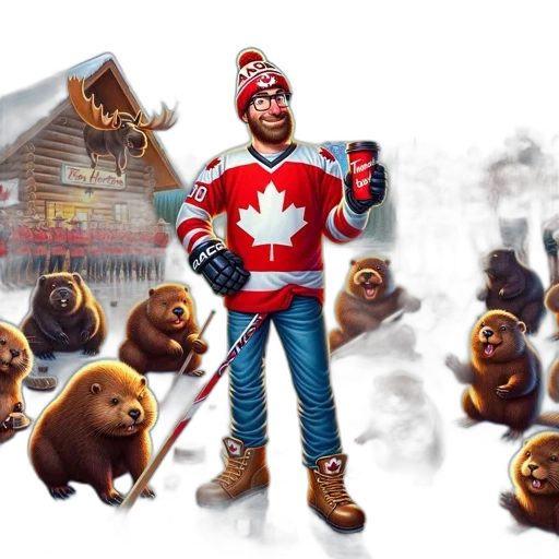 concept art, vibrant, scene, features, canadian, theme, man, traditional transparent PNG cut-out