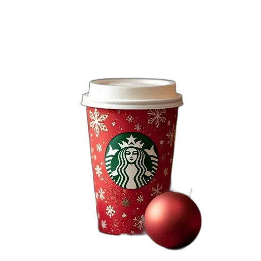 3d render, photorealistic, starbucks, holidays, cups, all, made, coffee transparent PNG cut-out