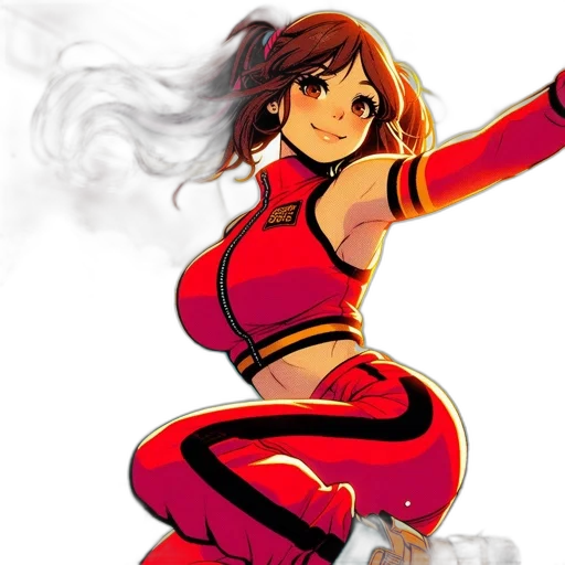 concept art, comic book art, anime, fantasy art, red, animated, female, character transparent PNG cut-out