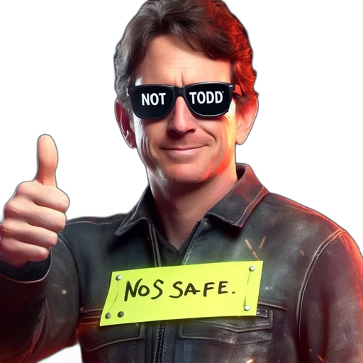 jacket, weapon, man, leather, wears, sunglasses, labeled, not transparent PNG cut-out