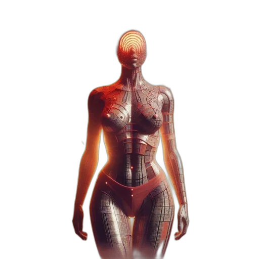 robot, dress, jewelry, creature, 3d render, concept art, cyberpunk, photorealistic transparent PNG cut-out