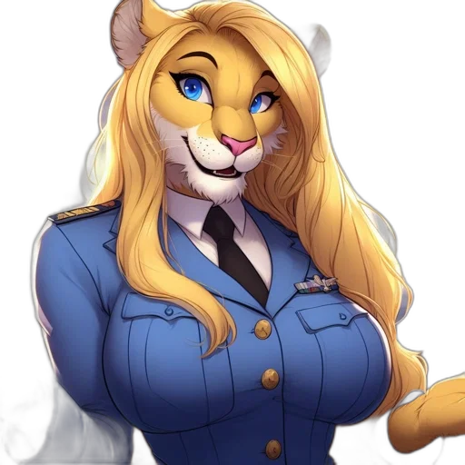 staff, fantasy art, concept art, cartoon, pixel art, anthropomorphic, lioness, character transparent PNG cut-out