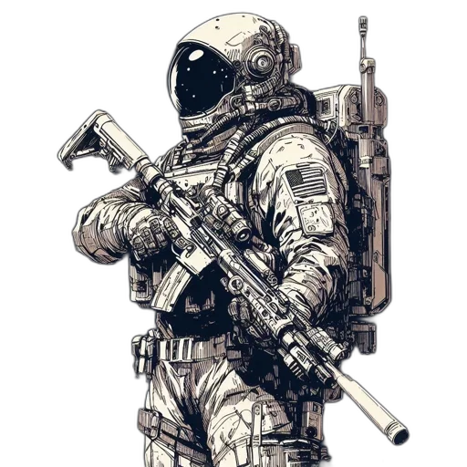 weapon, jacket, robot, staff, concept art, comic book art, pixel art, fantasy art transparent PNG cut-out