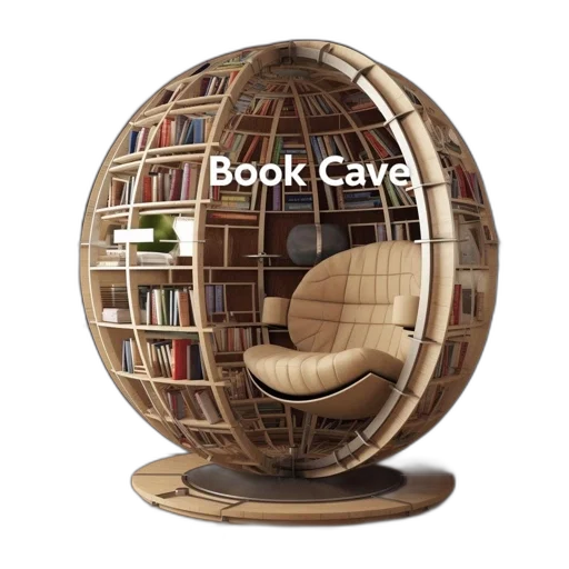 furniture, spherical, bookshelf, labeled, book, cave, contains, various transparent PNG cut-out