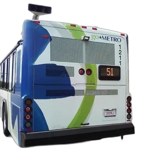 3d render, blue, white, bus, number transparent PNG cut-out