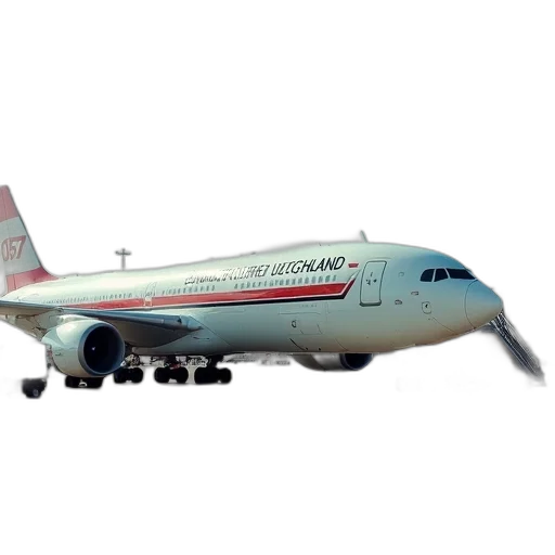 3d render, photorealistic, white, airplane, words, bundesrepublik, deutschland, side transparent PNG cut-out