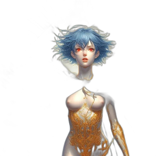 dress, robot, jewelry, crown, concept art, fantasy art, watercolor, comic book art transparent PNG cut-out